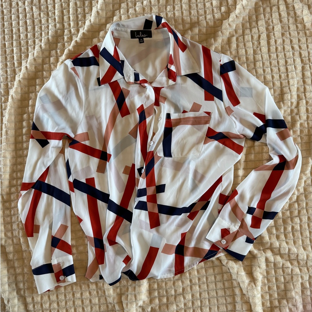 Lulu's Multicolor Geometric Button Down Shirt - image 2